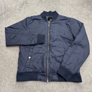 Velvet By Graham Spencer Nylon Full Zip Bomber Jacket Mens Medium Blue Casual